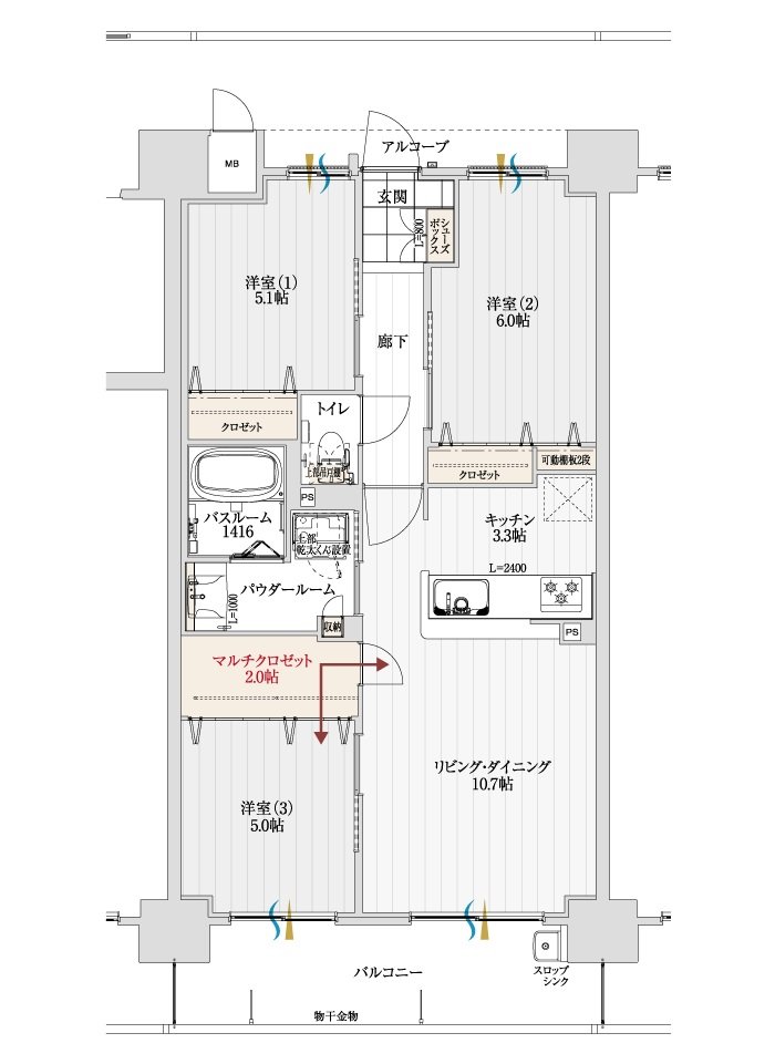 アルファスマート三条 間取り B type