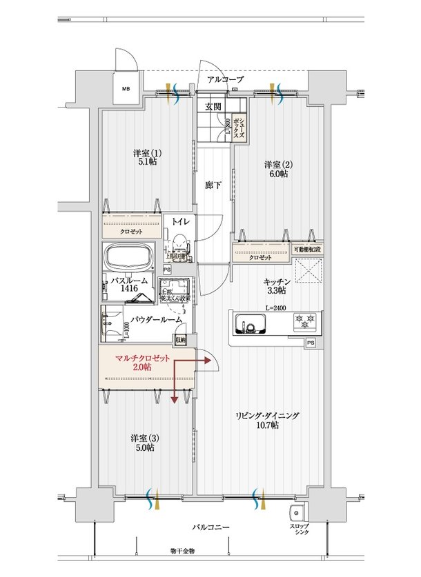 アルファスマート三条 間取り B type