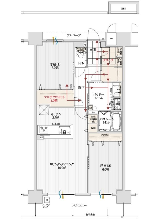 アルファスマート三条 間取り E type