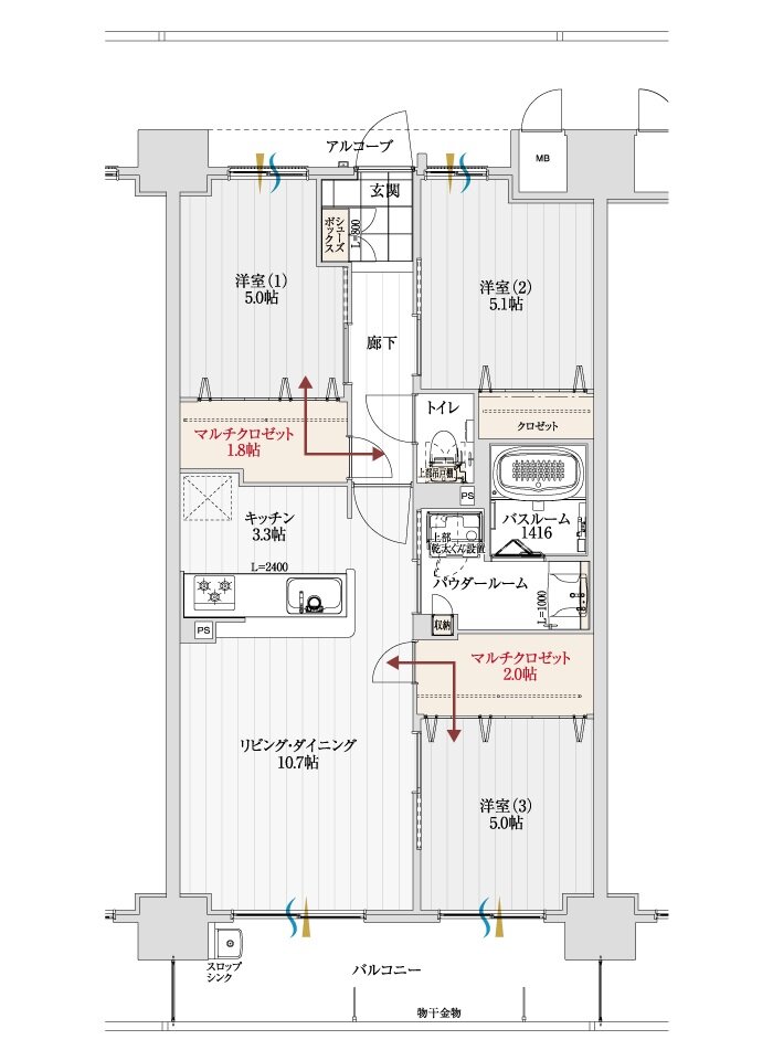 アルファスマート三条 間取り I type