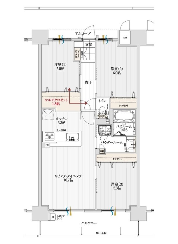 アルファスマート三条 間取り C type