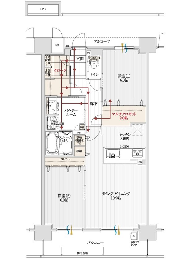 アルファスマート三条 間取り F type