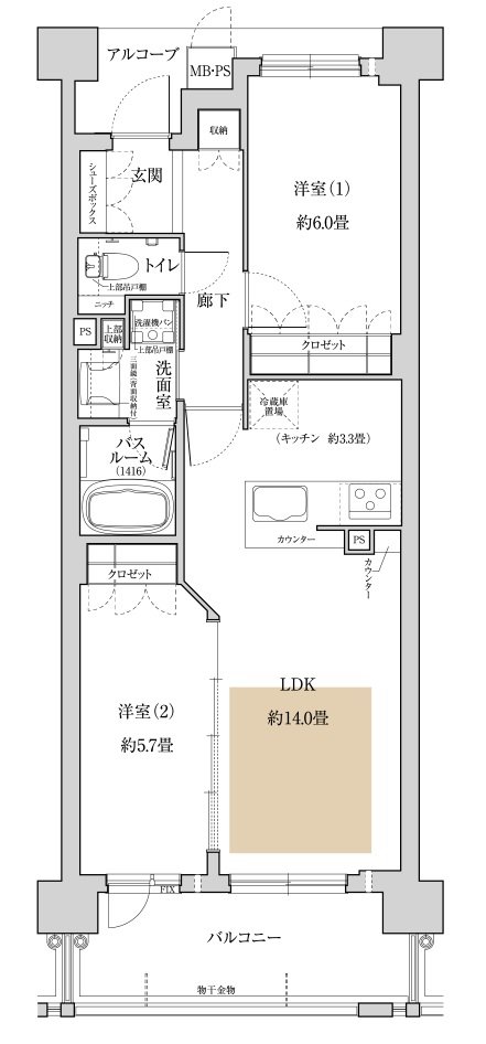 ワコーレ武庫之荘オーセンティア 間取り B2 type