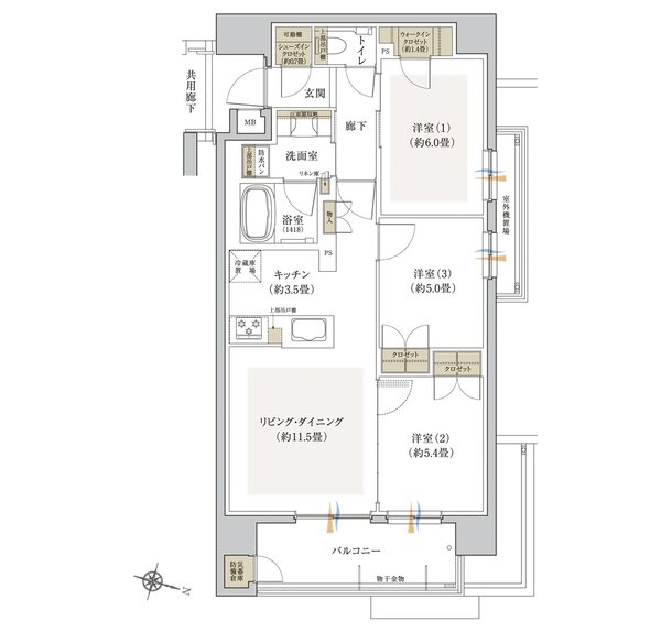 リビオ西新二丁目 間取り Hタイプ