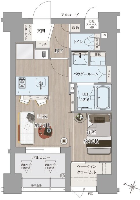 アクロス六本松ラ・クラス 間取り B type