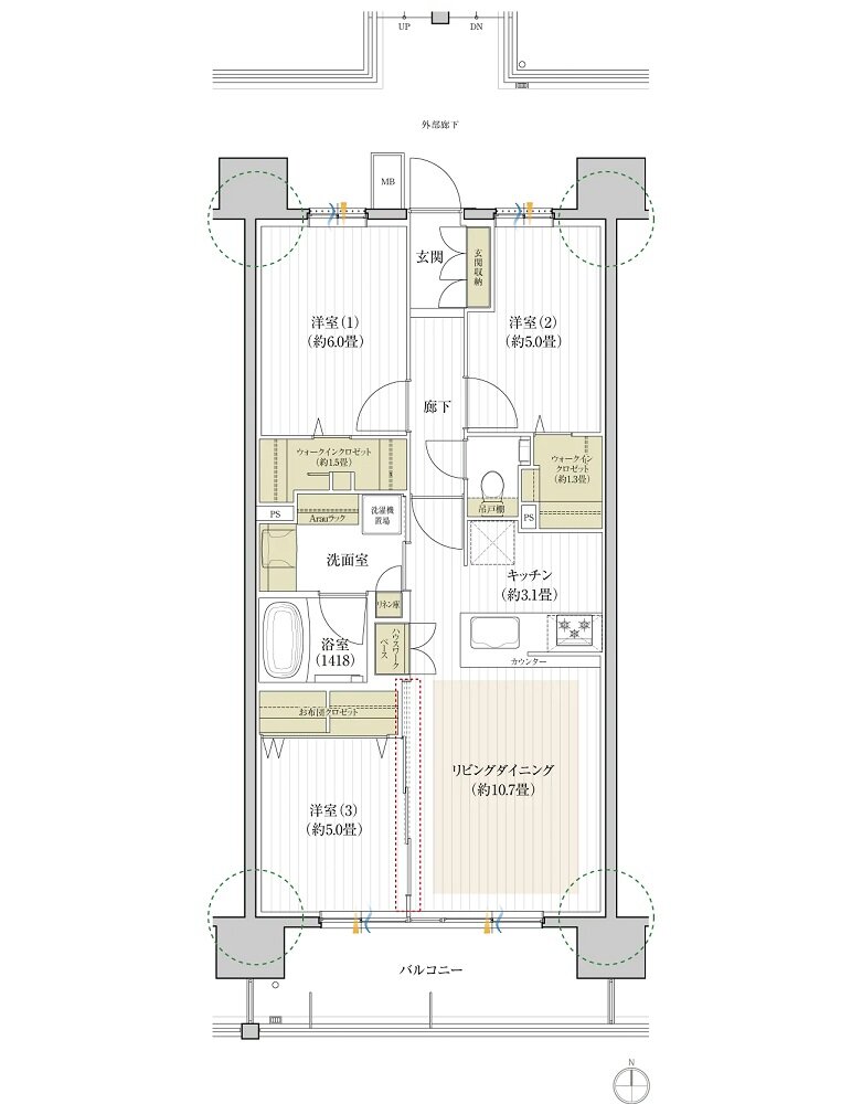 デュオヒルズ刈谷 間取り Bタイプ(2期3次以降)