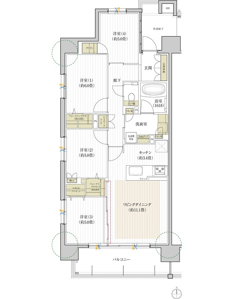 デュオヒルズ刈谷 間取り Aタイプ(2期1次以降)