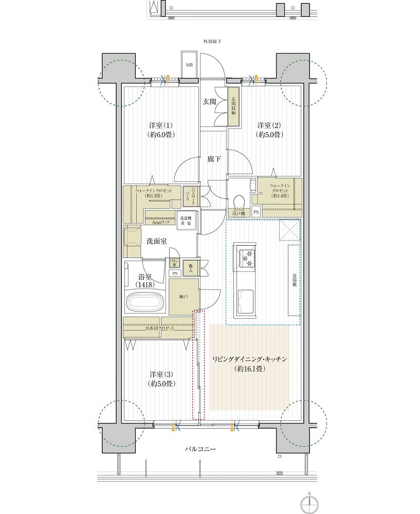デュオヒルズ刈谷 間取り G1タイプ(2期1次以降)