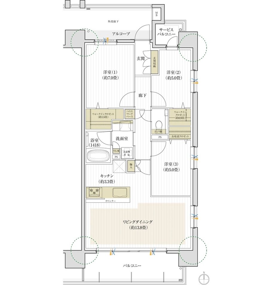 デュオヒルズ刈谷 間取り Hタイプ(3期1次以降)