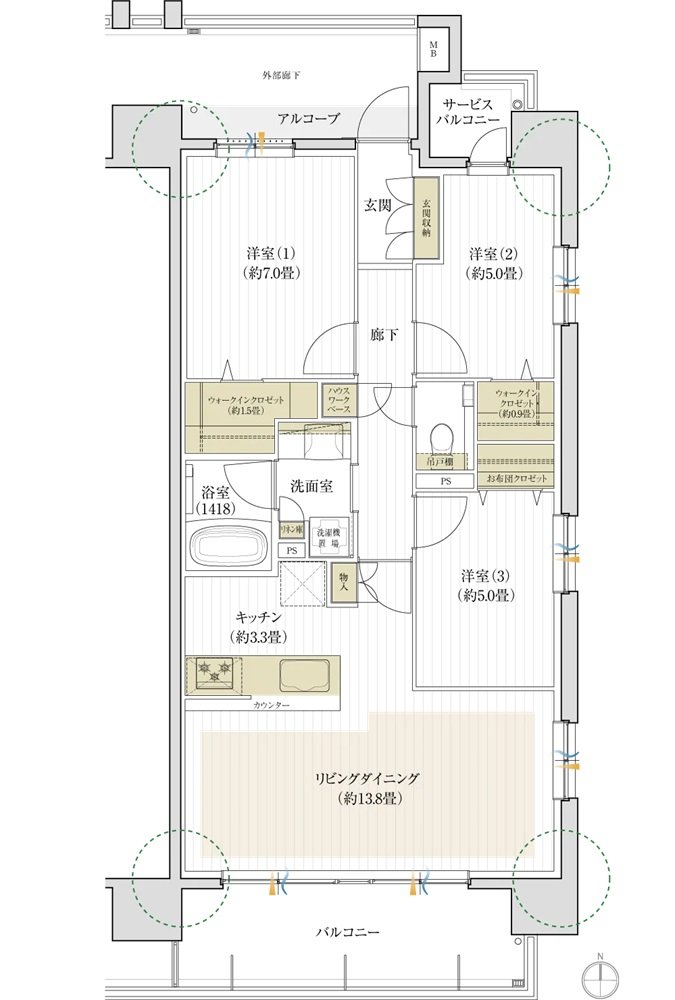 デュオヒルズ刈谷 間取り Hタイプ(2期1次以降)