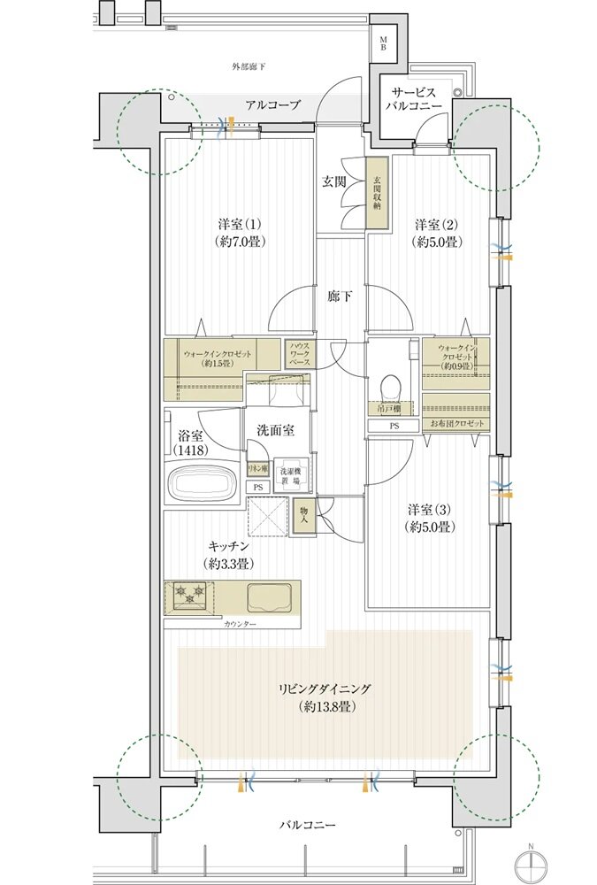 デュオヒルズ刈谷 間取り Hタイプ(2期3次以降)