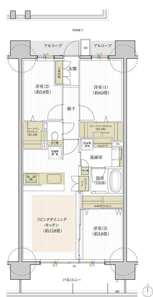 デュオヒルズ刈谷 間取り Fタイプ（1期2次）