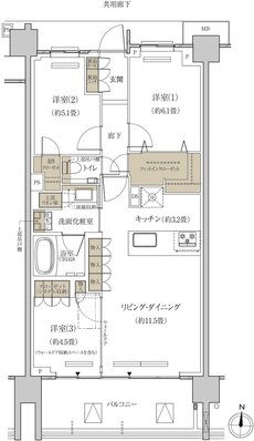 プラウド等々力ガーデンコート 間取り J type
