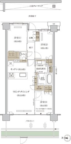 プラウド等々力ガーデンコート 間取り C type