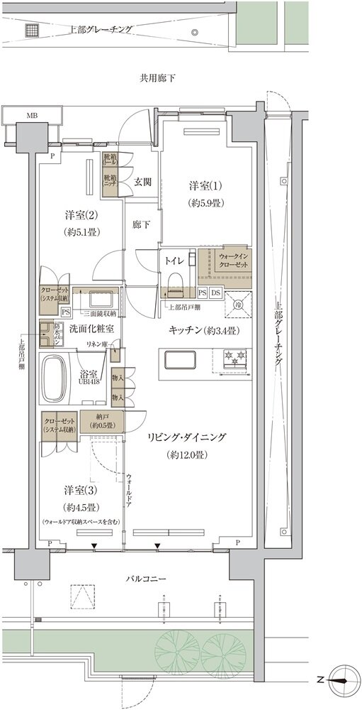 プラウド等々力ガーデンコート 間取り D type