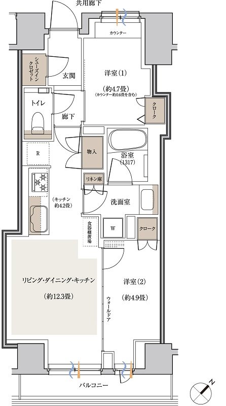 パークホームズ入谷 間取り Bタイプ
