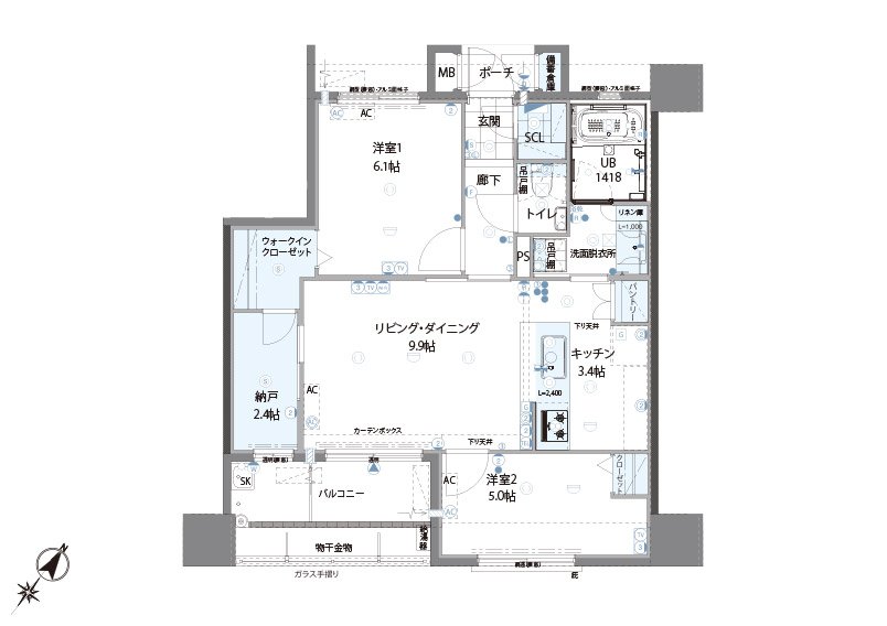 ビバシティ南山手七番館 Plaisir 間取り C type
