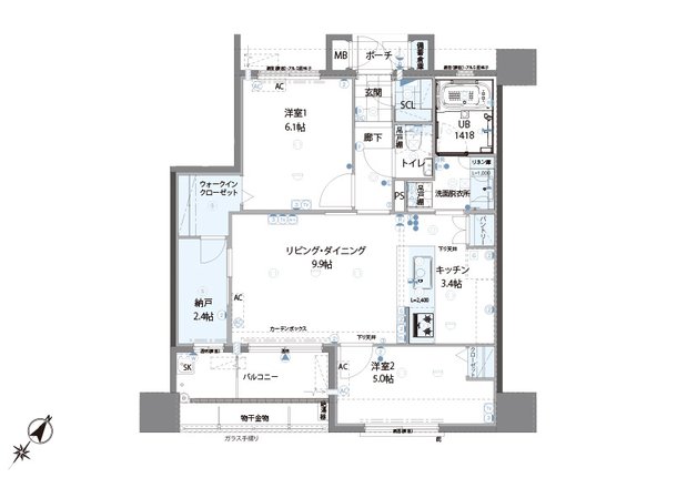 ビバシティ南山手七番館 Plaisir 間取り C type
