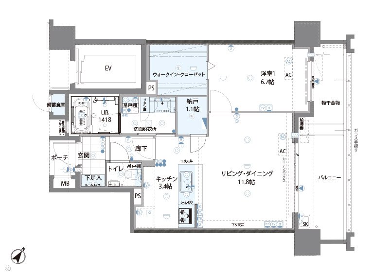 ビバシティ南山手七番館 Plaisir 間取り E type