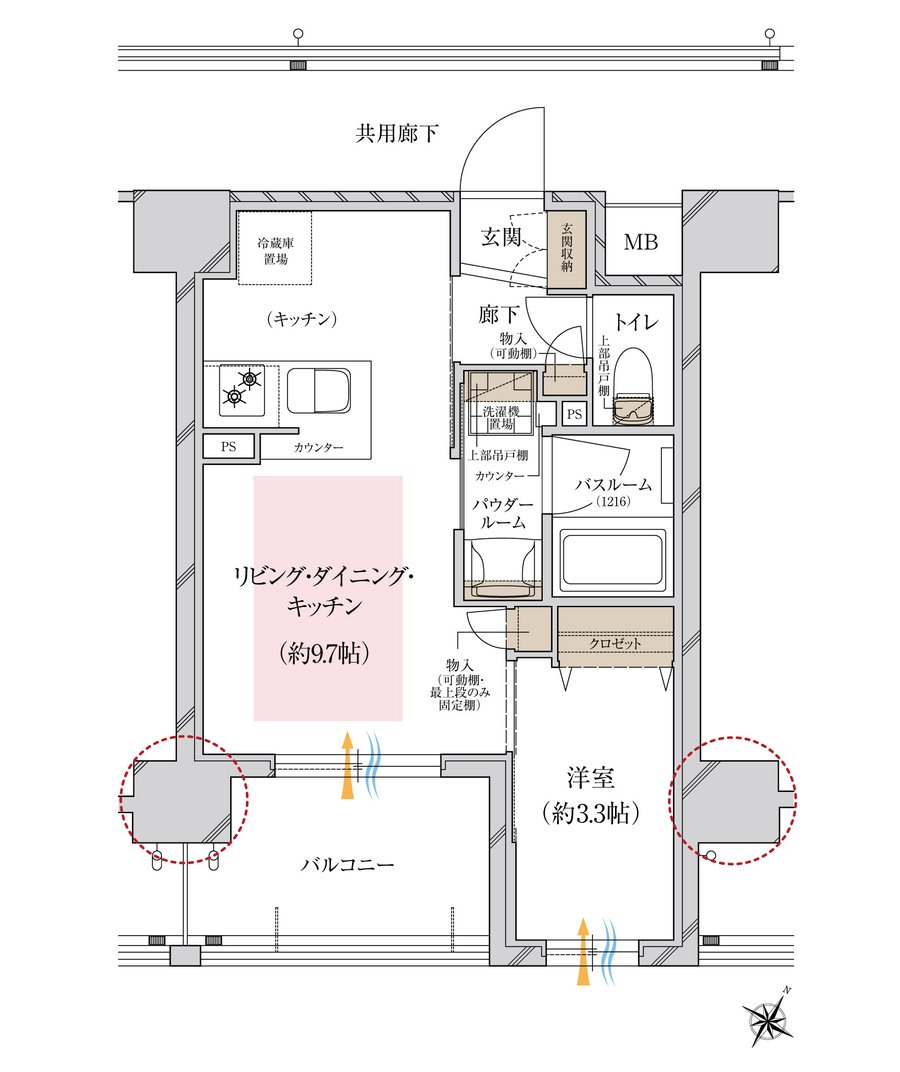 プレサンス レイズ 福島海老江 ミレイユ 間取り Bタイプ