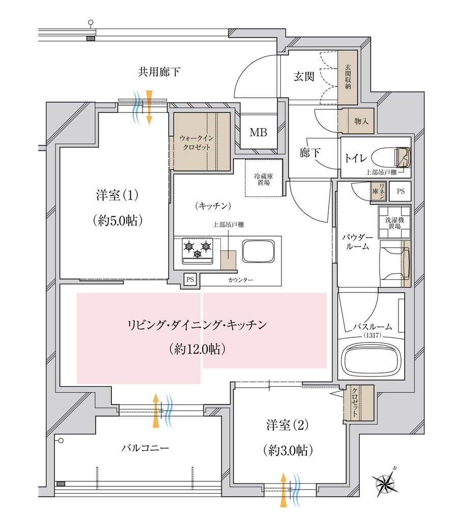プレサンス レイズ 福島海老江 ミレイユ 間取り Cタイプ