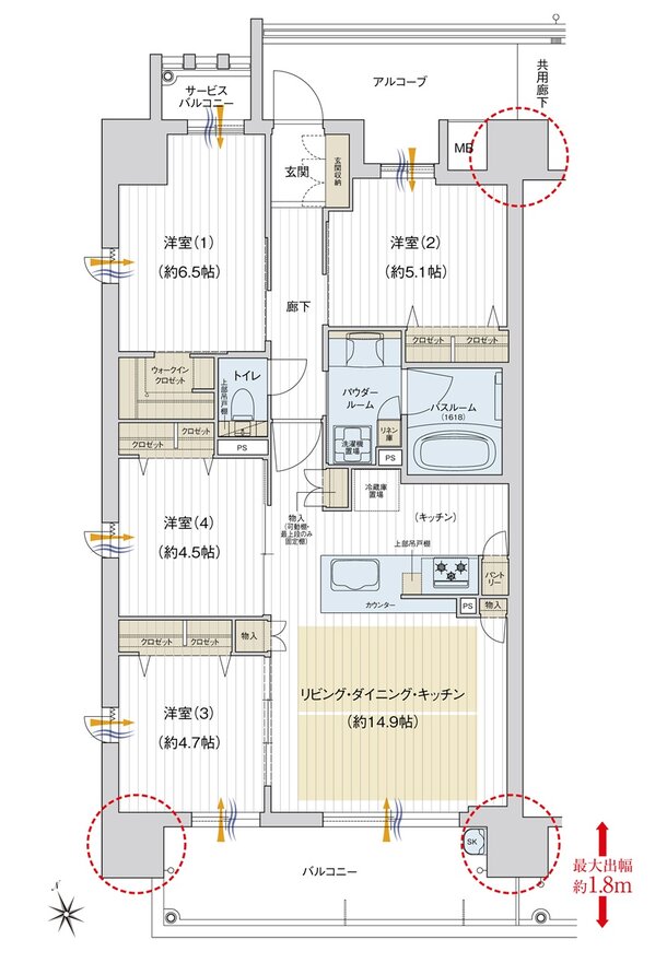 プレサンス ロジェ 姫路パークフロント 間取り Aタイプ