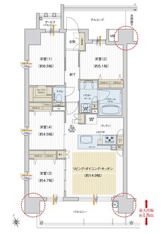 プレサンス ロジェ 姫路パークフロント 間取り Aタイプ