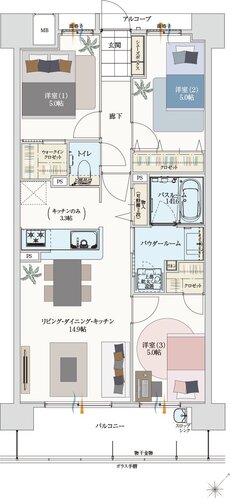 アルファステイツ新宮 間取り E type