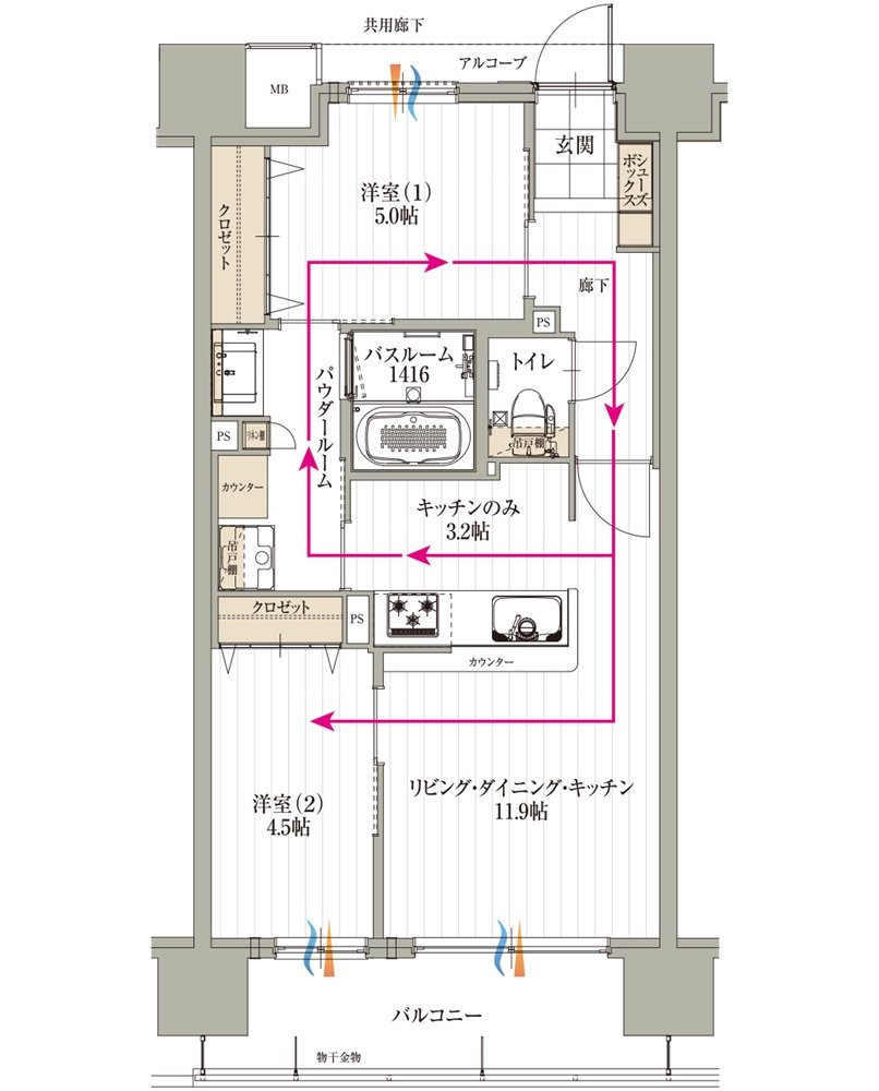 アルファステイツ名取大手町 間取り B TYPE
