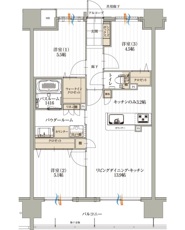 アルファステイツ名取大手町 間取り F TYPE