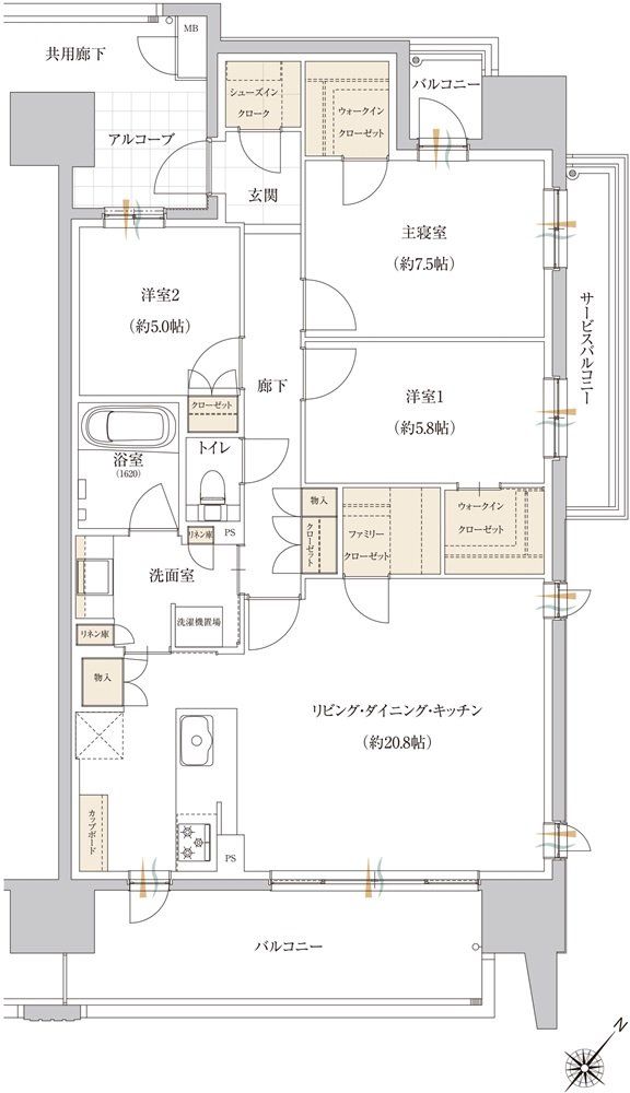 ル・シェモア鴨江III 間取り F type【MENU2】