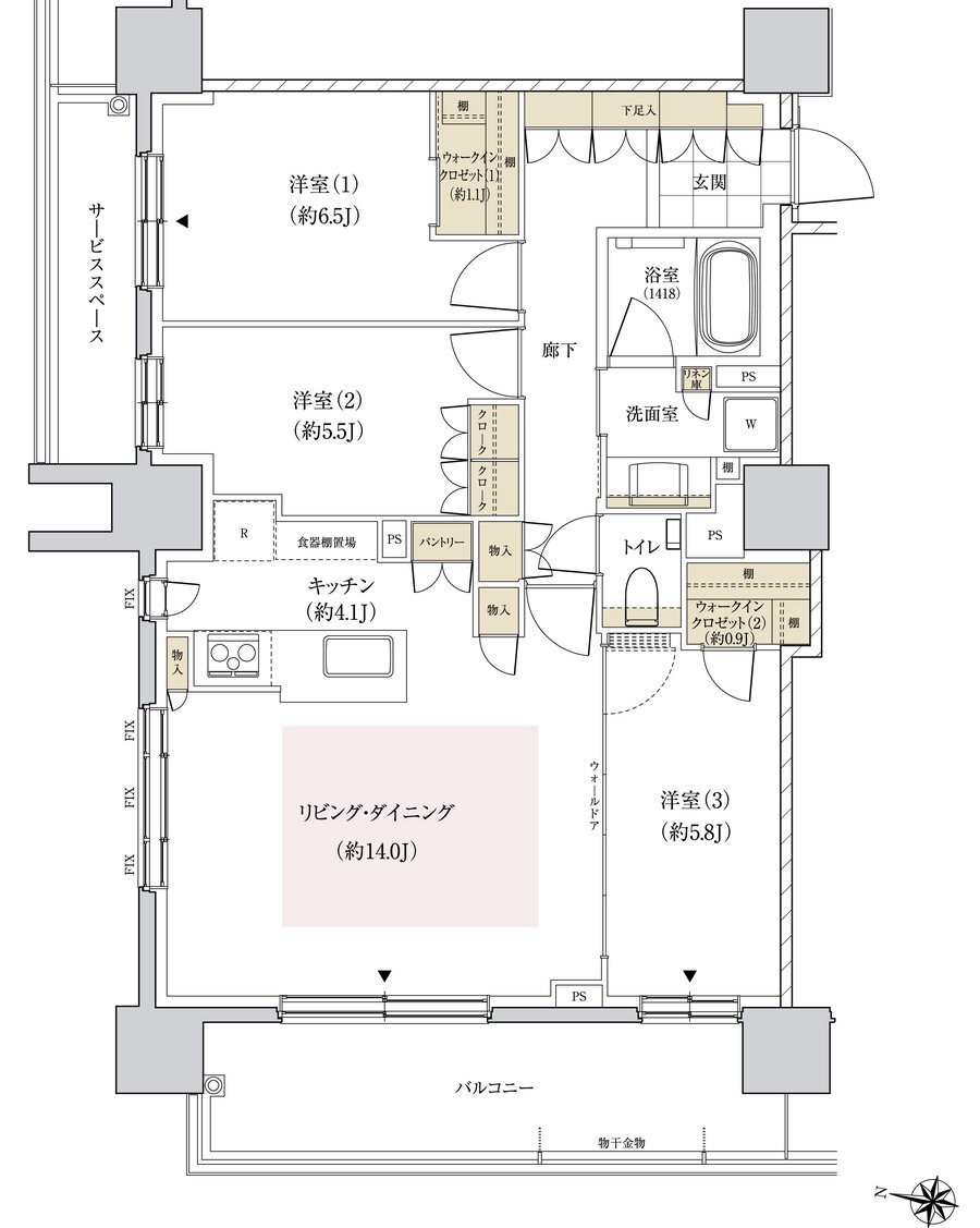 パークホームズ円山表参道フロント 間取り Bタイプ