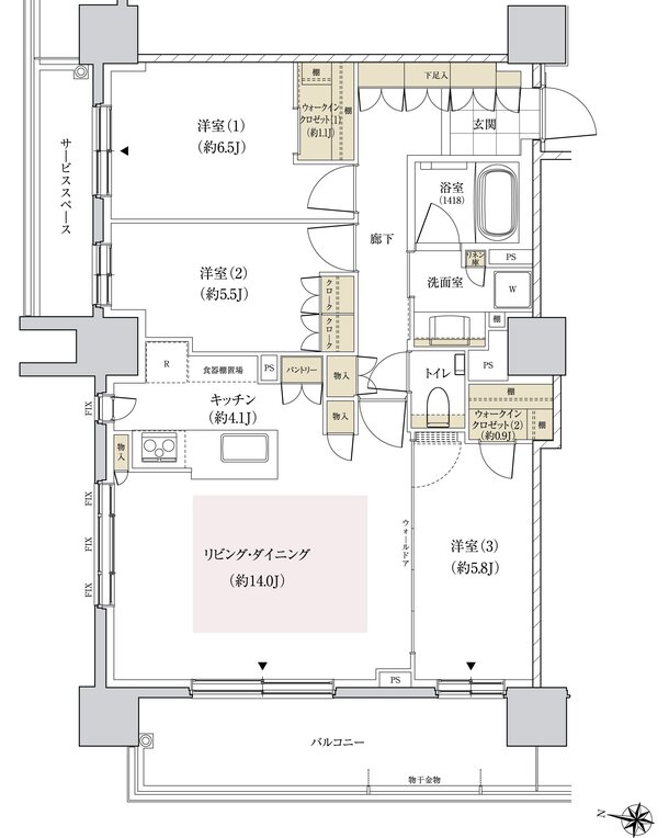 パークホームズ円山表参道フロント 間取り Bタイプ