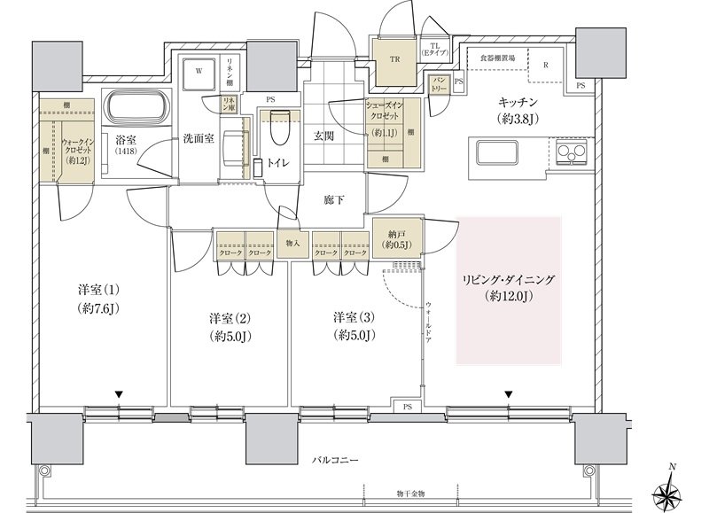パークホームズ円山表参道フロント 間取り Eタイプ