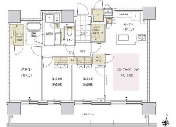 パークホームズ円山表参道フロント 間取り Eタイプ