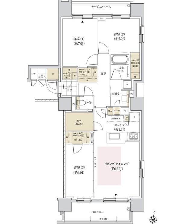 パークホームズ円山表参道フロント 間取り Fタイプ
