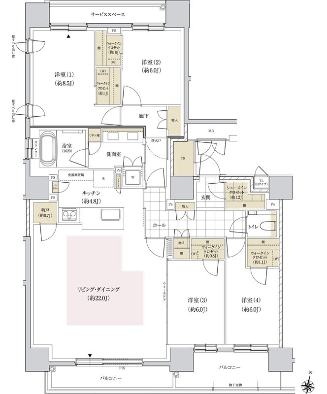 パークホームズ円山表参道フロント 間取り Hタイプ