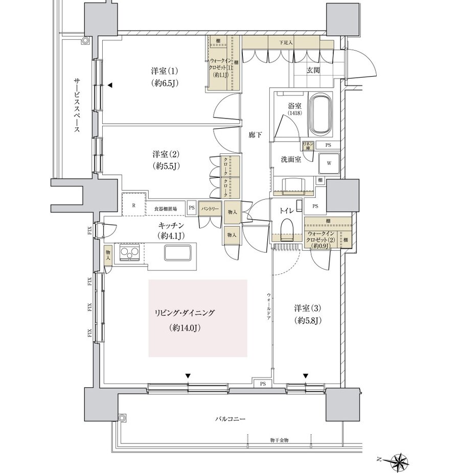 パークホームズ円山表参道フロント 間取り Aタイプ