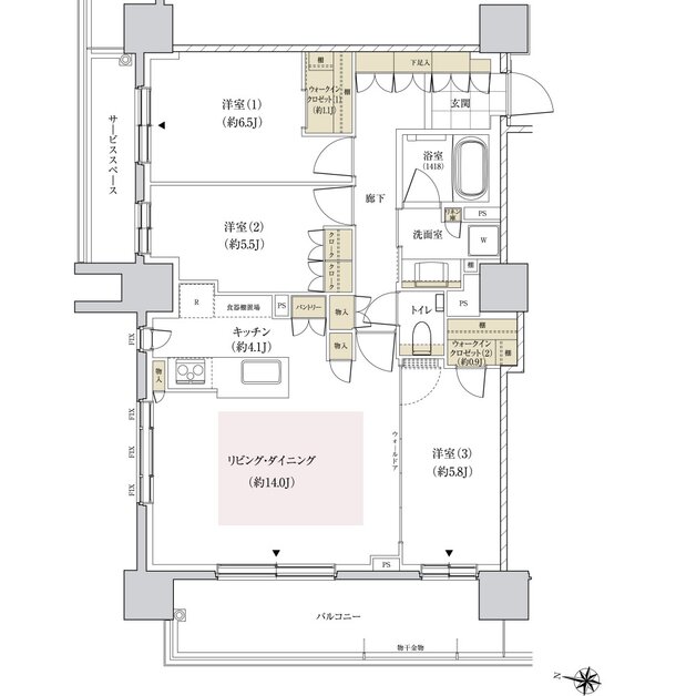 パークホームズ円山表参道フロント 間取り Aタイプ