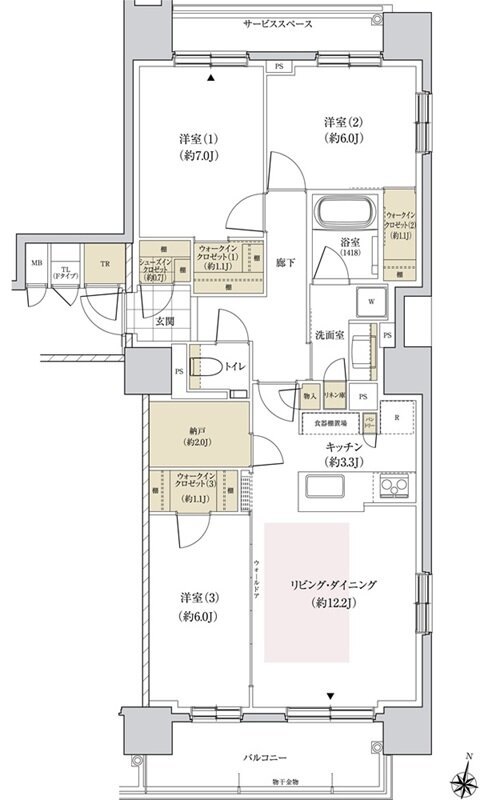 パークホームズ円山表参道フロント 間取り Fタイプ