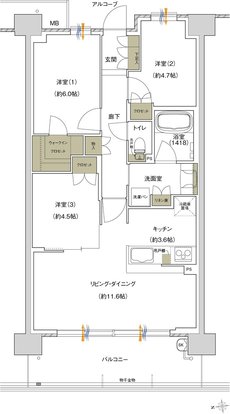 ジェイグラン京都桂川駅前 間取り CE1 type