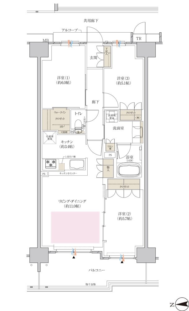 クレヴィアシティ神戸舞子駅前 間取り プリーズコート BF type