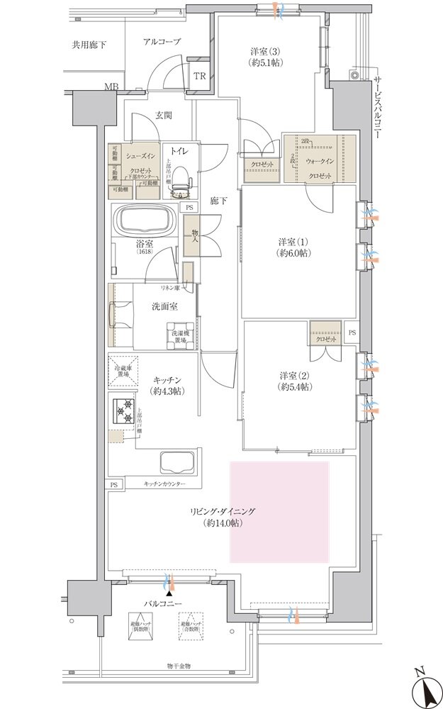 クレヴィアシティ神戸舞子駅前 間取り カルムコート CJ type