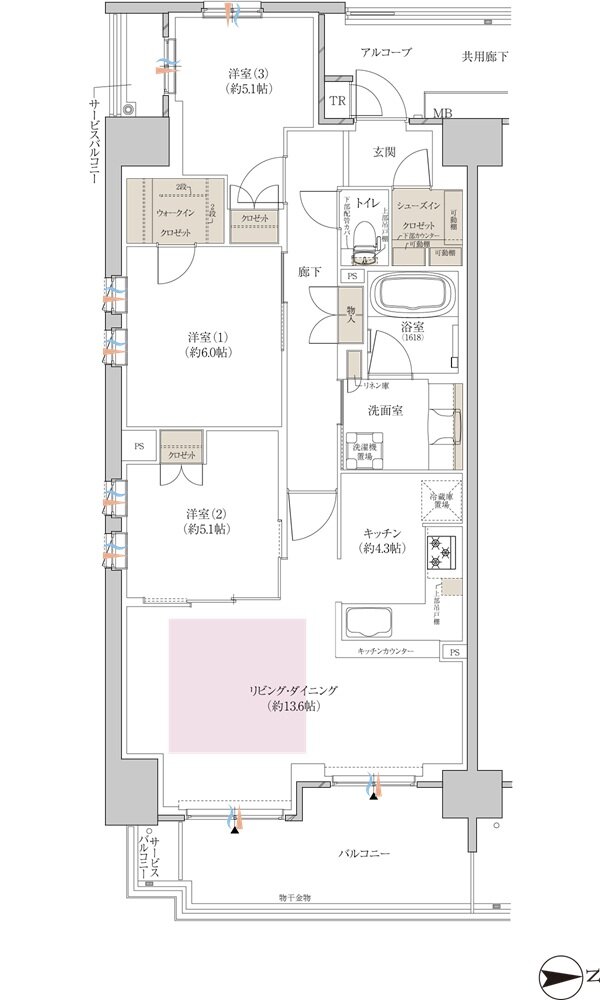 クレヴィアシティ神戸舞子駅前 間取り ディライトコート DA type