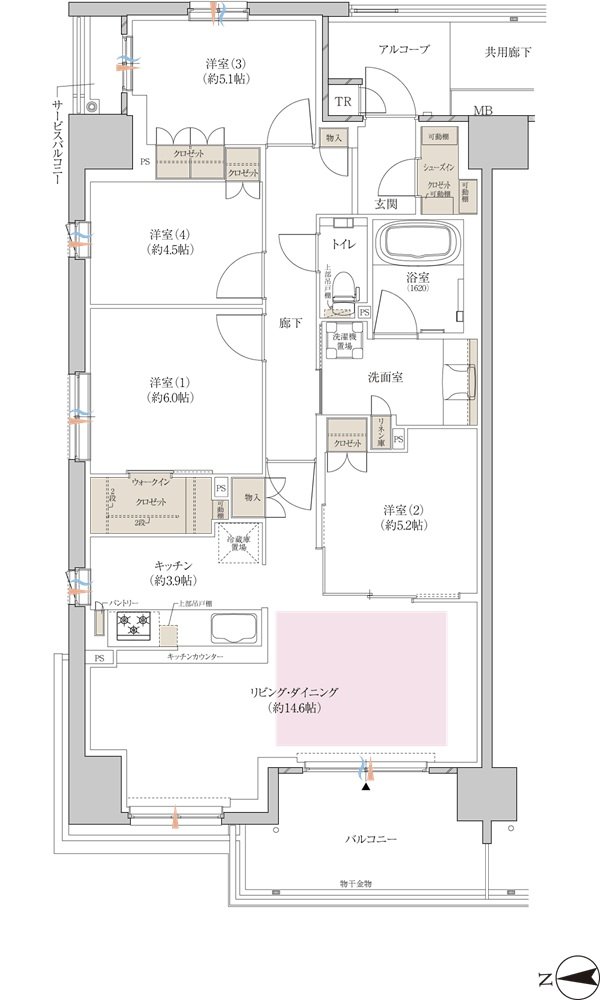 クレヴィアシティ神戸舞子駅前 間取り アジュールコート AA type（基本）