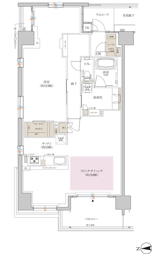 クレヴィアシティ神戸舞子駅前 間取り アジュールコートAA typeMENU1
