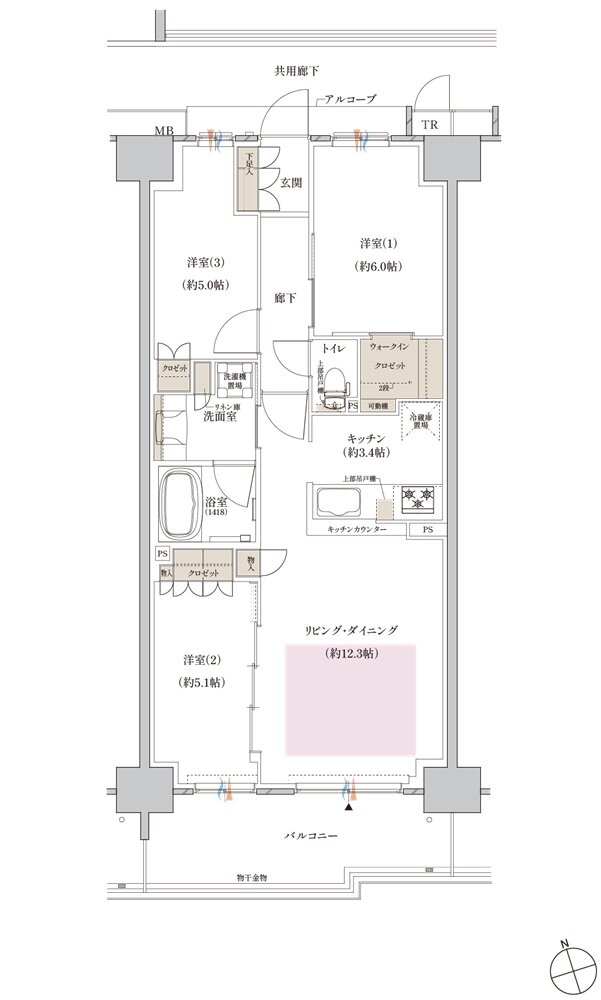 クレヴィアシティ神戸舞子駅前 間取り カルムコート CF type