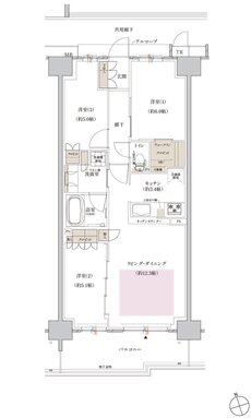 クレヴィアシティ神戸舞子駅前 間取り カルムコート CF type