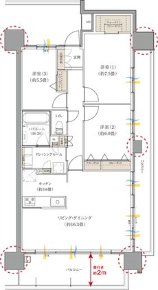 ザ・マークスコート福山 間取り Kタイプ（メニュー2）