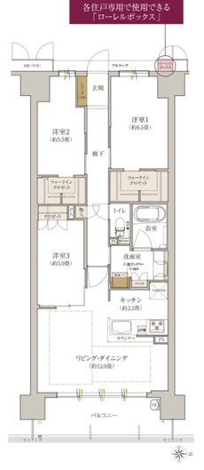 ローレルコート橿原神宮前イーストレジデンス 間取り Fタイプ